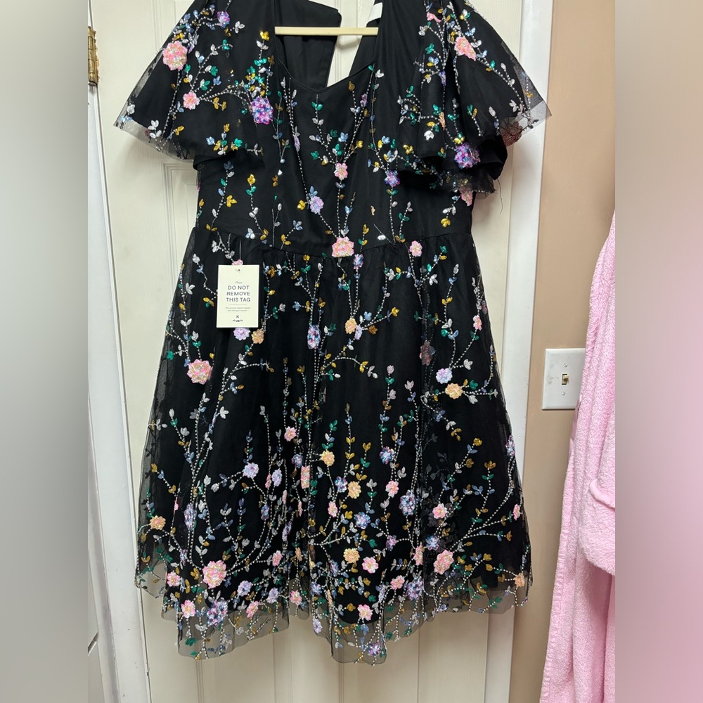 Jessakae dress, black formal with beaded flowers 2X